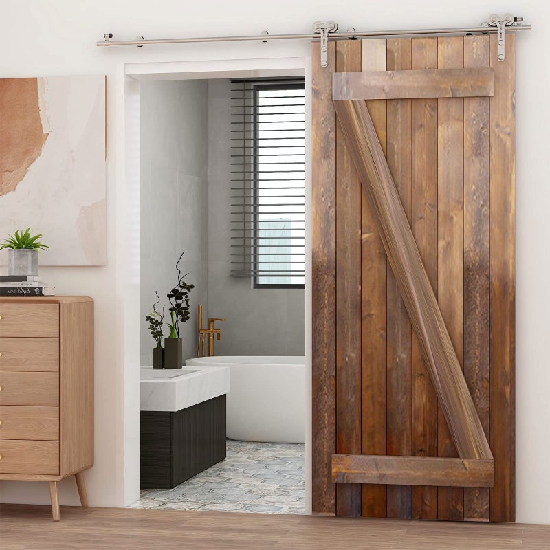 TSMST 6FT Sliding Barn Door Hardware Kit, Stainless Steel Heavy Duty Sturdy Barn Door Track for Single Wood Door, Slide Smoothly Quietly (Y Style) - Image 2